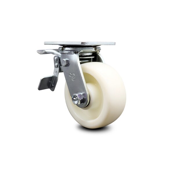 5 Inch Nylon Swivel Caster with Roller Bearing and Total Lock Brake SCC